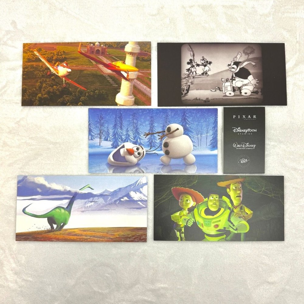 Disney D23 Member Gift Pixar Disney Studios Walt Disney Animation 5 Postcards